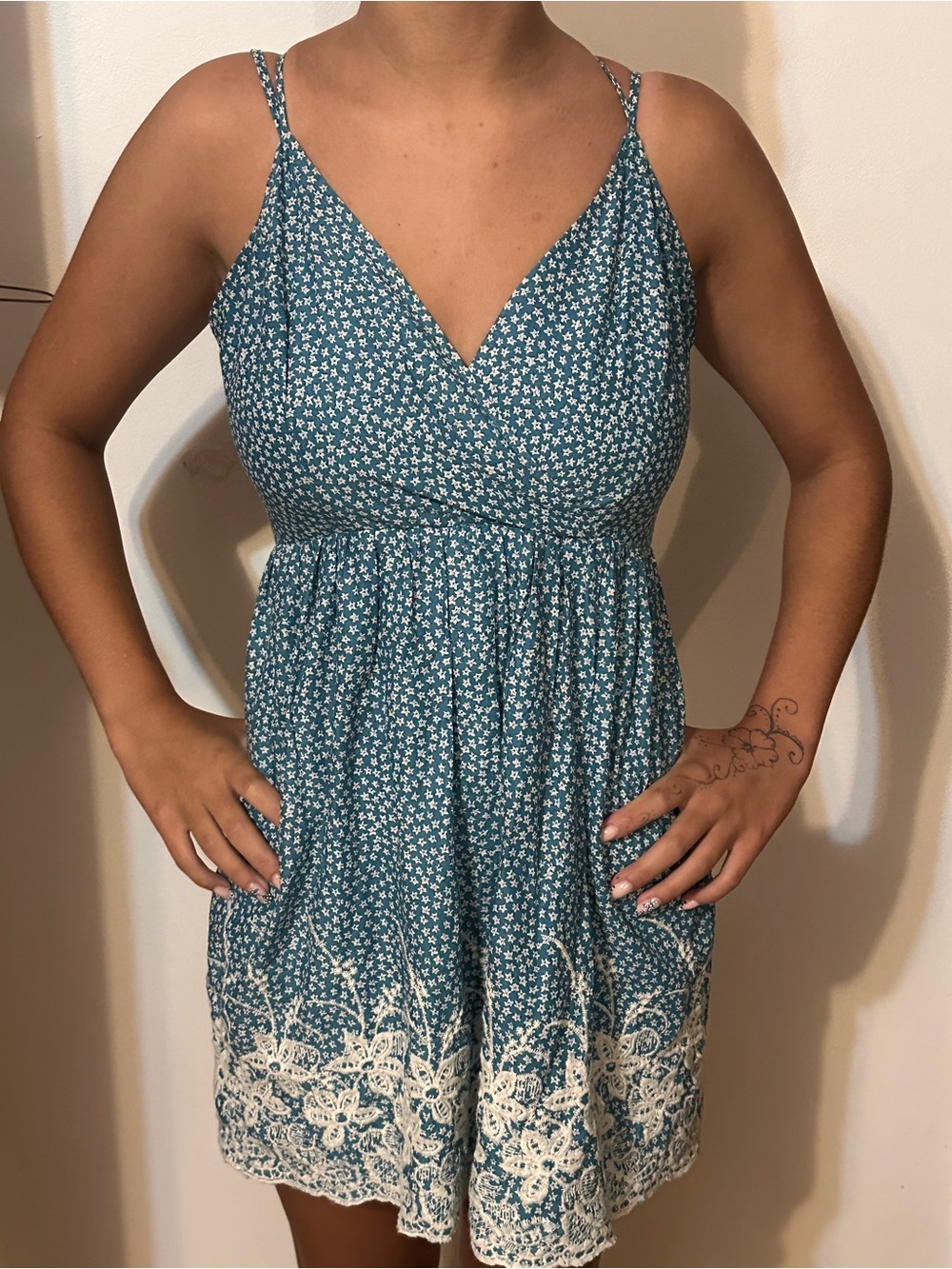 Altar'd State Seafoam Blue Floral Dress